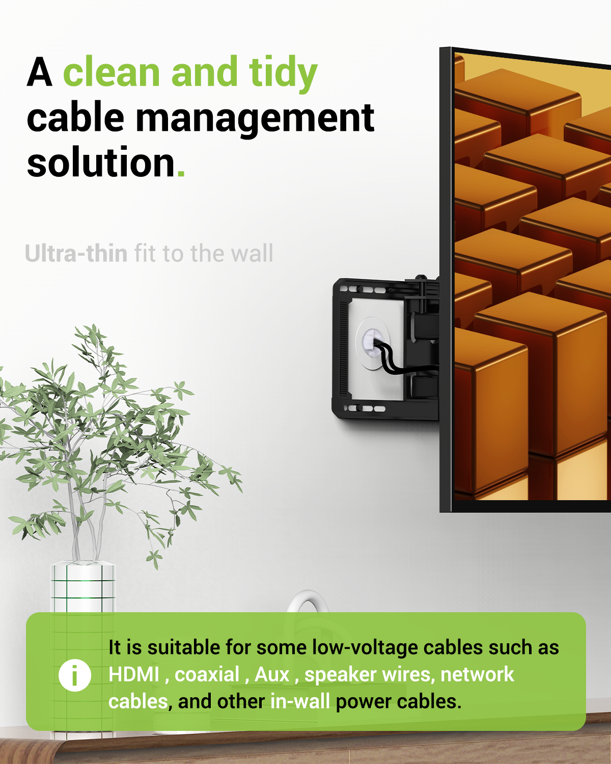 LEENUE Slim Round in Wall Cable Management Kit