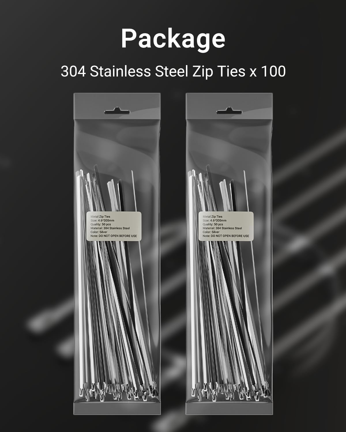 LEENUE Metal Zip Ties 11.8 Inch