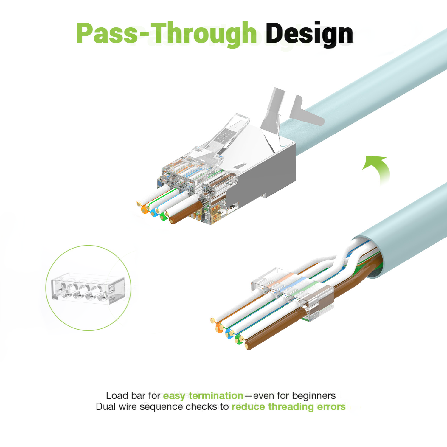 LEENUE Cat7 RJ45 Shielded Pass Through Connectors