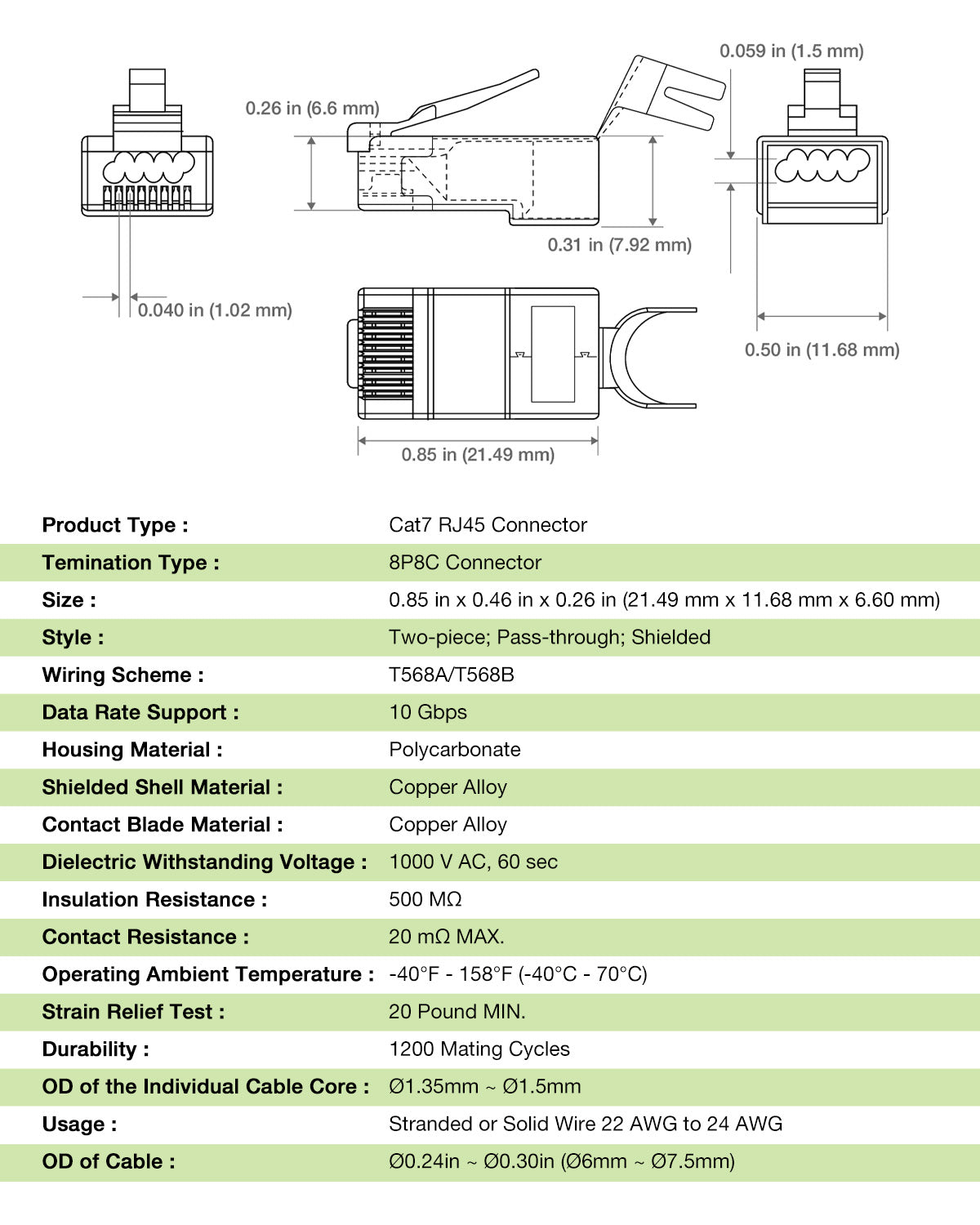 LEENUE Cat7 RJ45 Shielded Pass Through Connectors