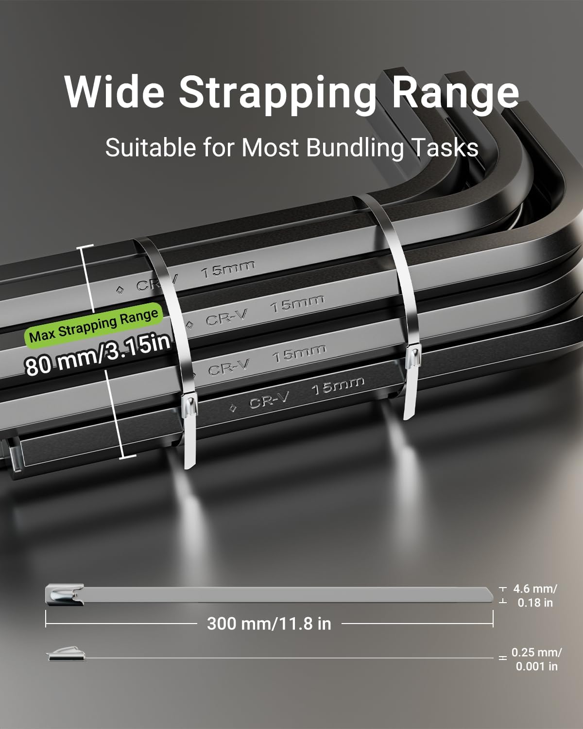 LEENUE Metal Zip Ties 11.8 Inch