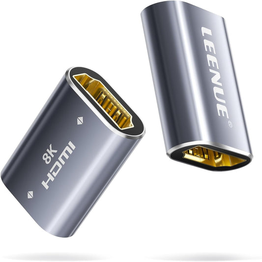 LEENUE HDMI Coupler 8K Female to Female Connector, HDMI 2.1 Aluminum Adapter, 8K@60Hz / 4K@120Hz, 2 Pack