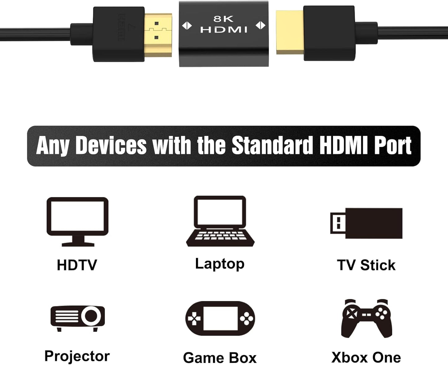 LEENUE HDMI Coupler 8K, Female to Female 2.1 HDMI Adapter, HDMI Connector 8K@60Hz / 4K@120Hz HDR Extender, 2 Pack