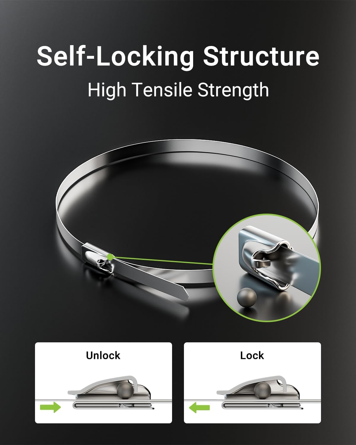 LEENUE Metal Zip Ties 11.8 Inch