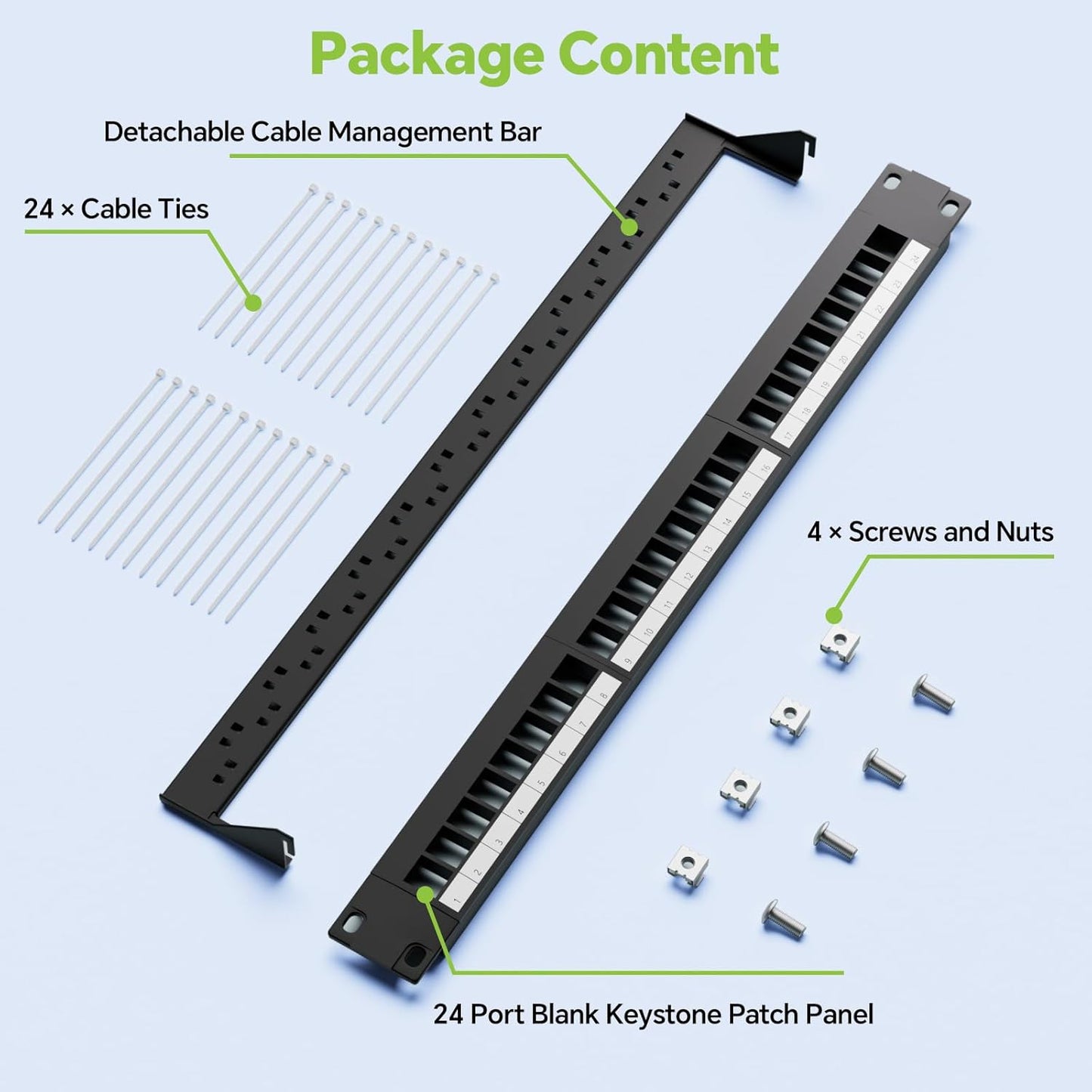LEENUE 1U Cat6 24 Port Blank Keystone Patch Panel