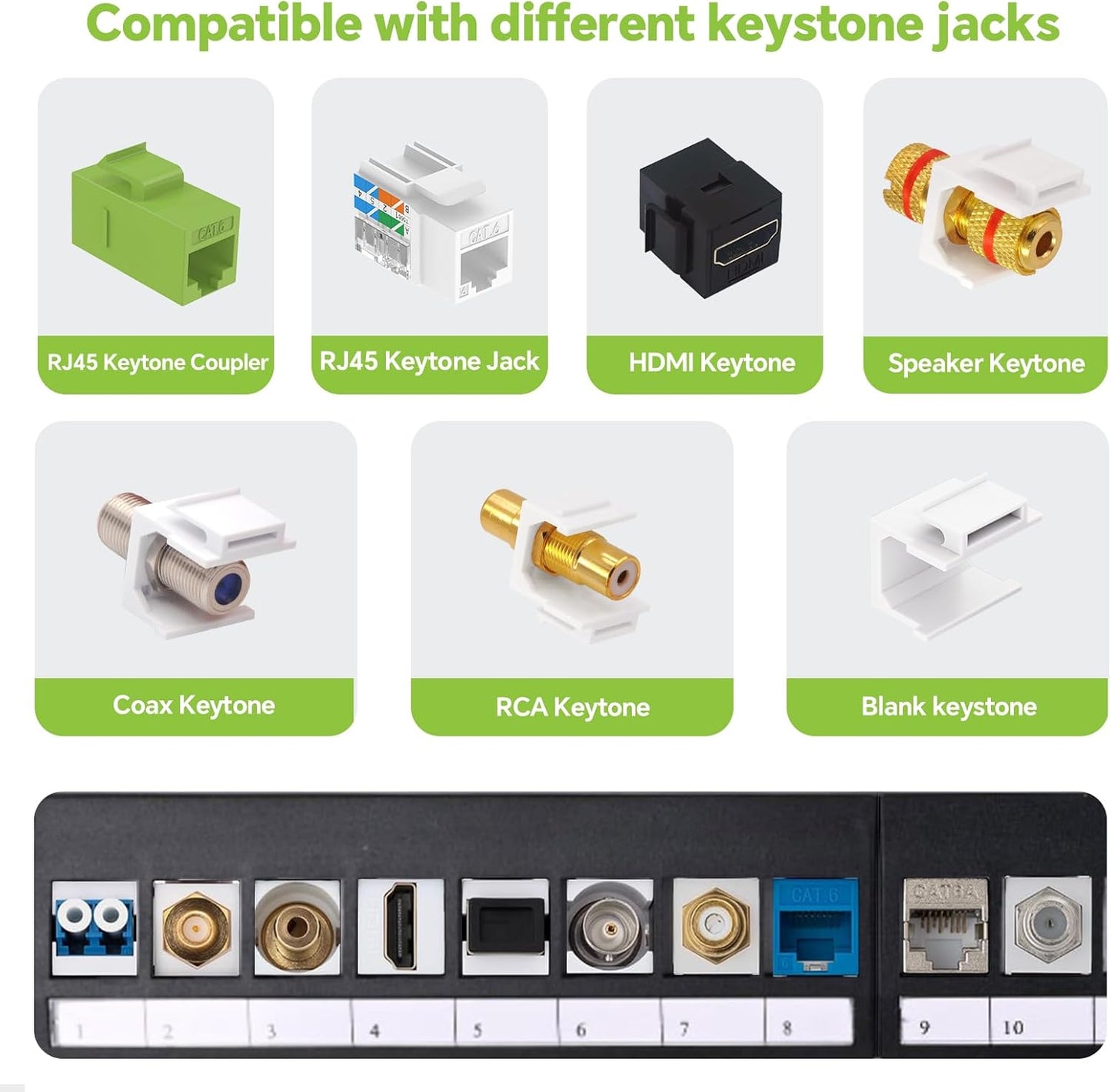 LEENUE 1U Cat6 24 Port Blank Keystone Patch Panel