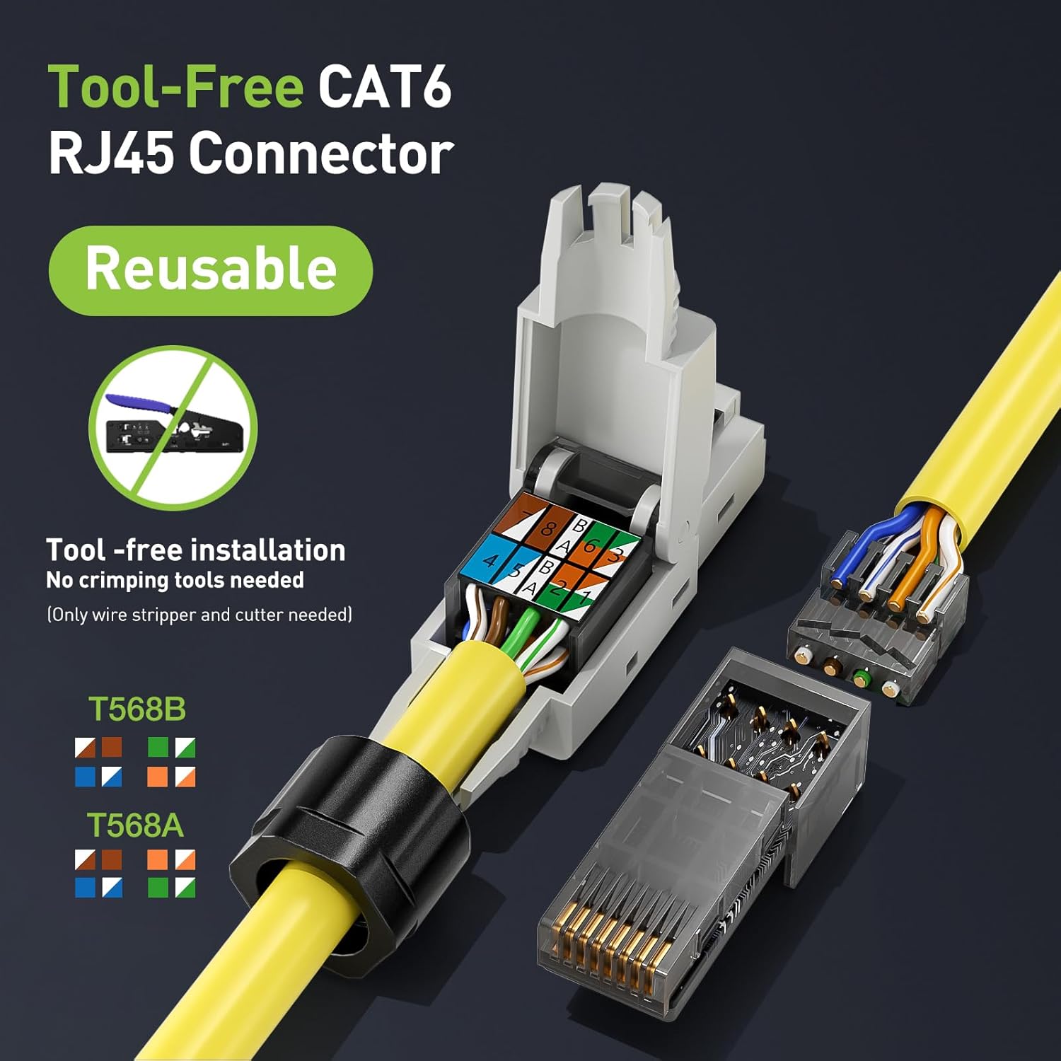LEENUE Unshielded Toolless CAT6 RJ45 Connector