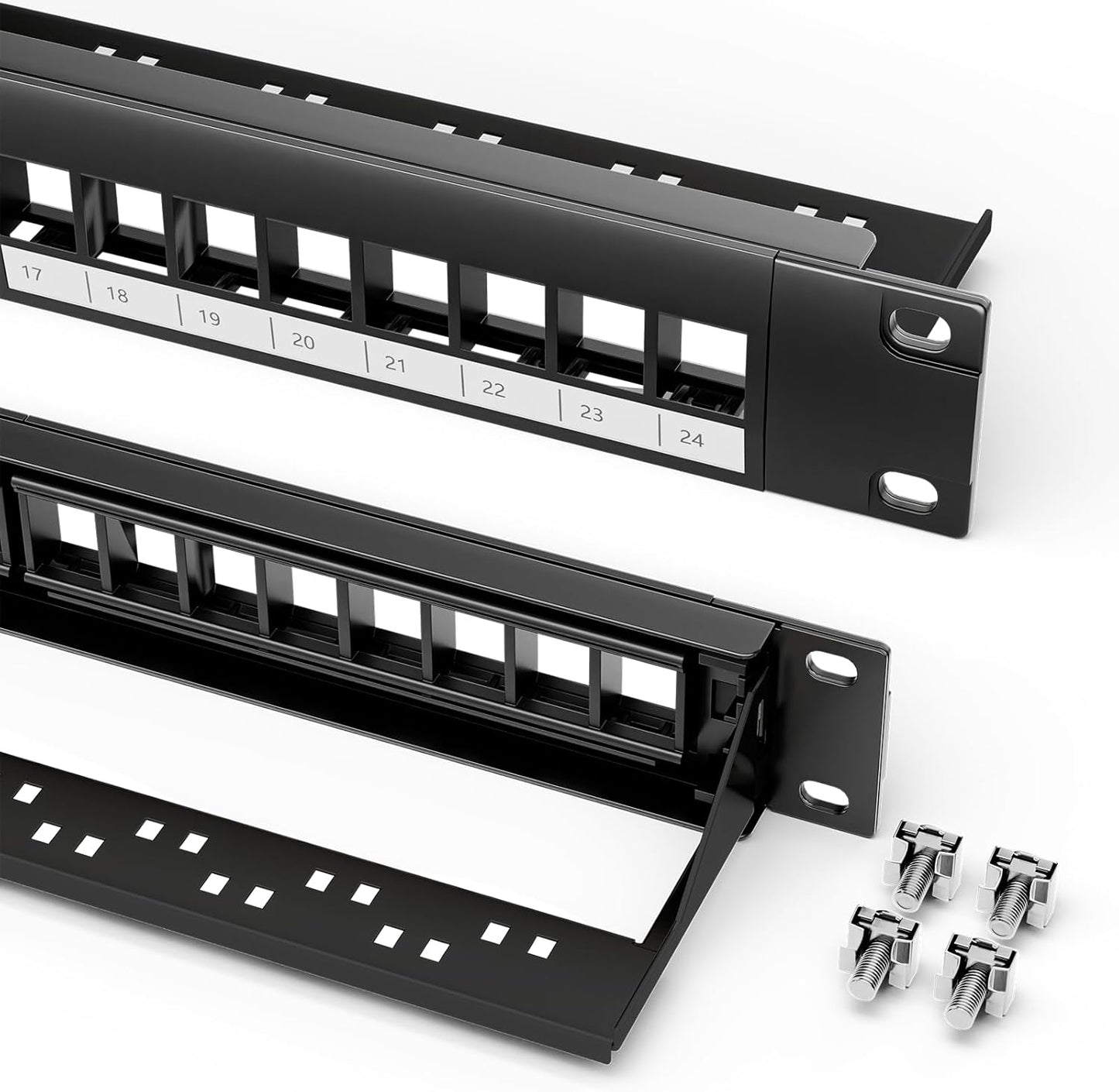 LEENUE 1U Cat6 24 Port Blank Keystone Patch Panel