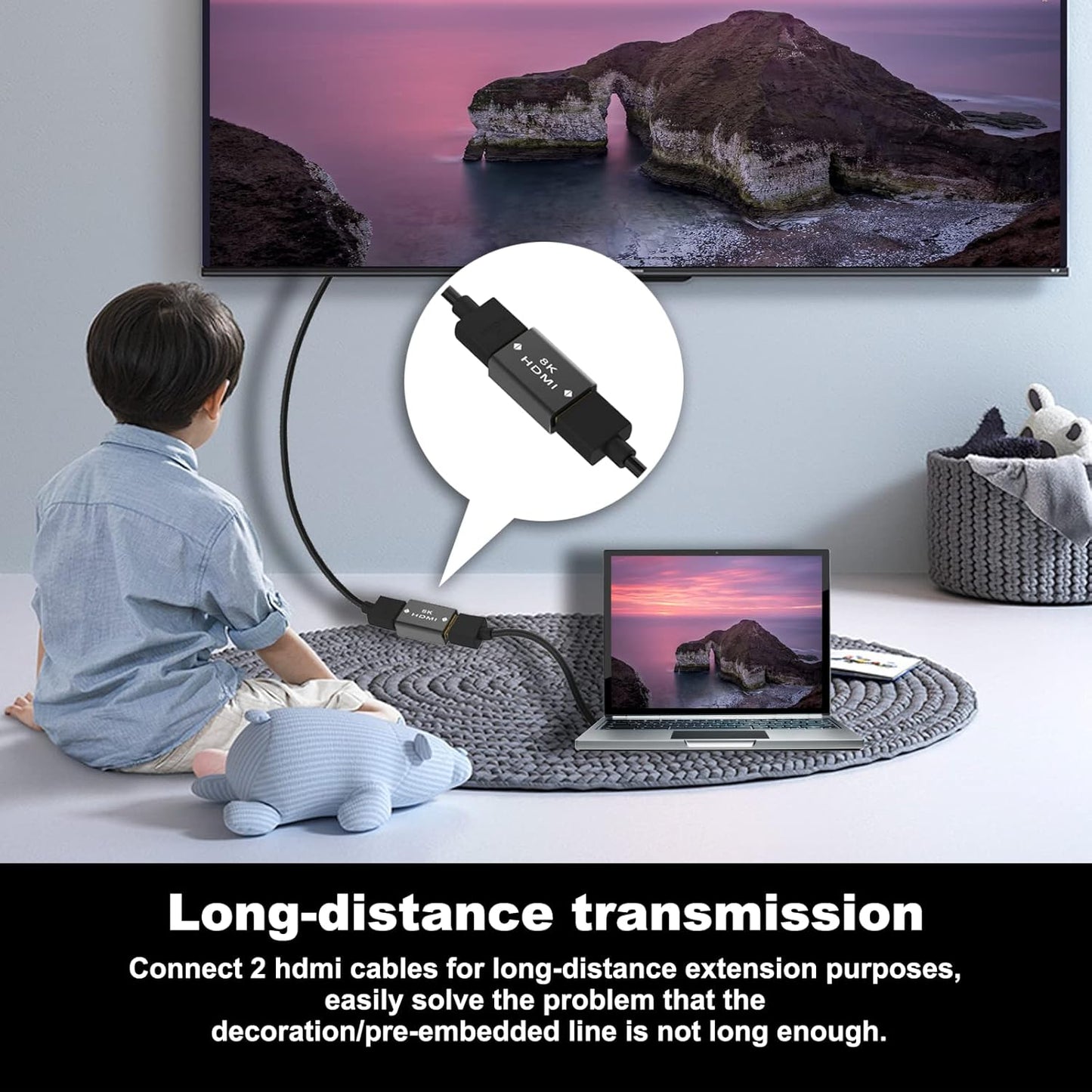 LEENUE HDMI Coupler 8K, Female to Female 2.1 HDMI Adapter, HDMI Connector 8K@60Hz / 4K@120Hz HDR Extender, 2 Pack