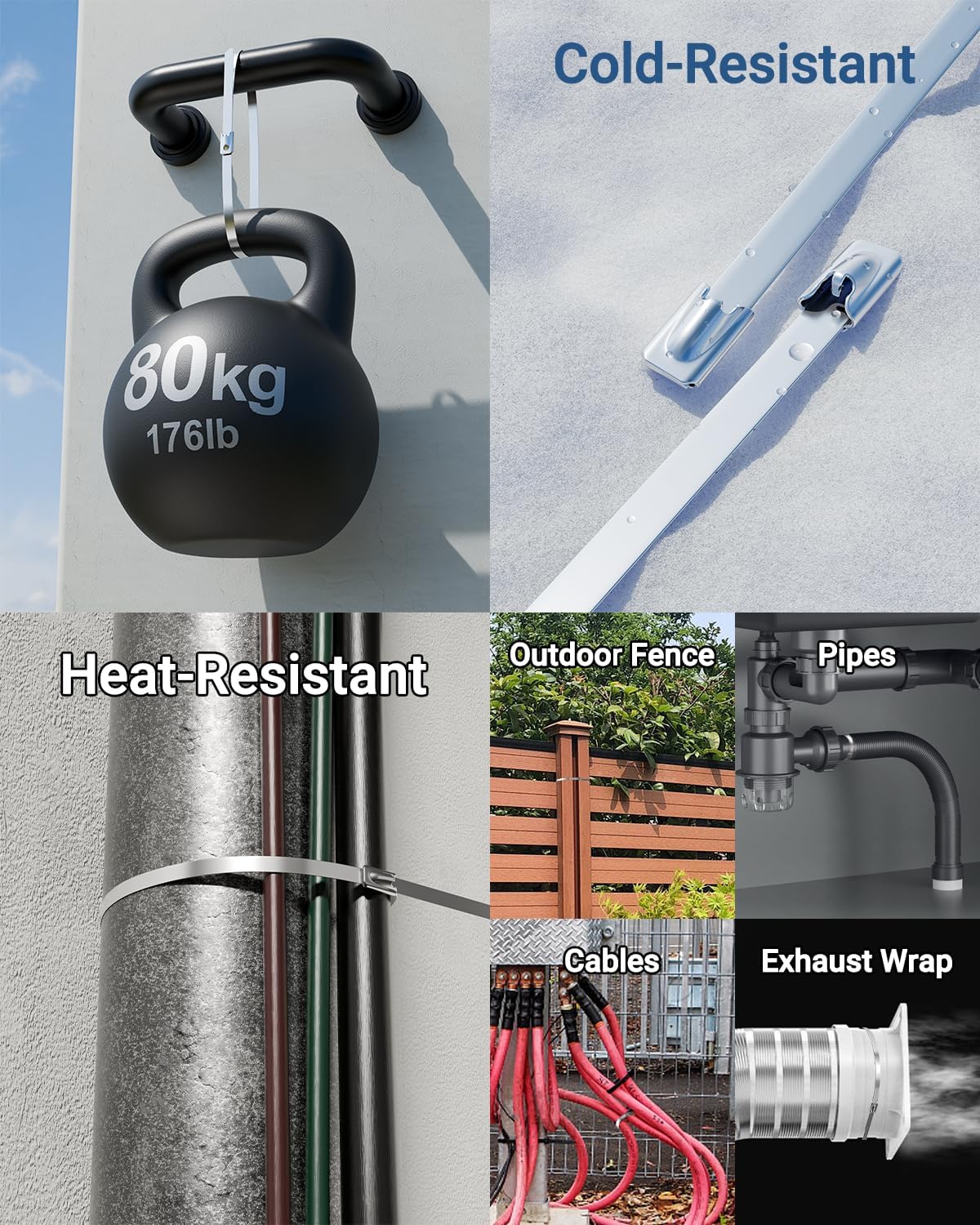 LEENUE Metal Zip Ties 11.8 Inch