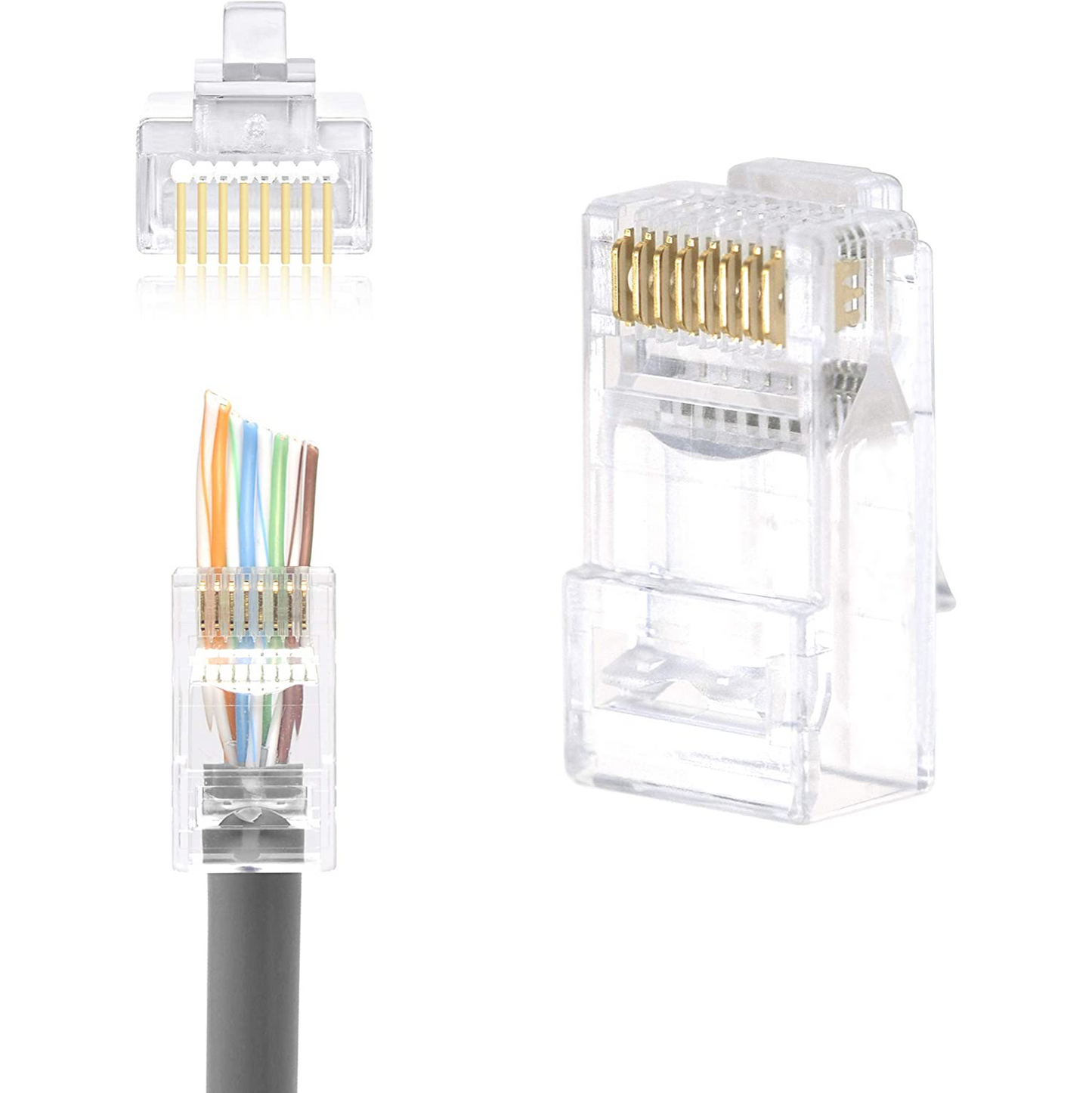 LEENUE RJ45 Pass Through Connectors CAT6 8P8C Ethernet Plugs