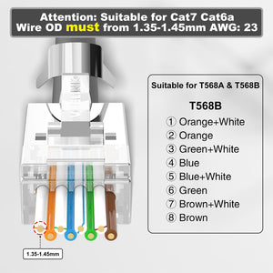 LEENUE RJ45 Pass Through CAT7 Connectors with Strain Relief Boots 30-Pack