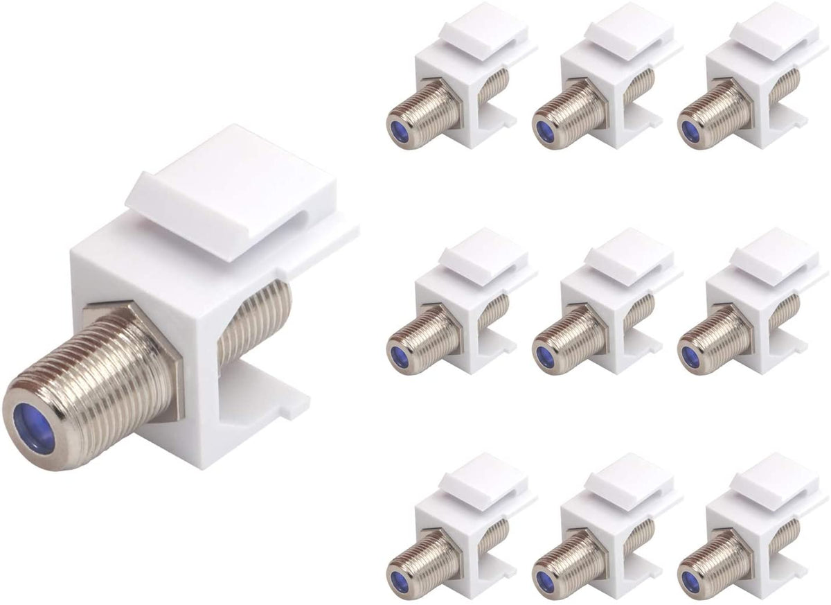 LEENUE Coaxial Keystone Jack Insert 10Pack, NickelPlated 3 GHz F Typ